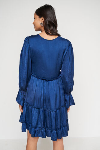 Navy Solid Flared Dress, Navy, image 5